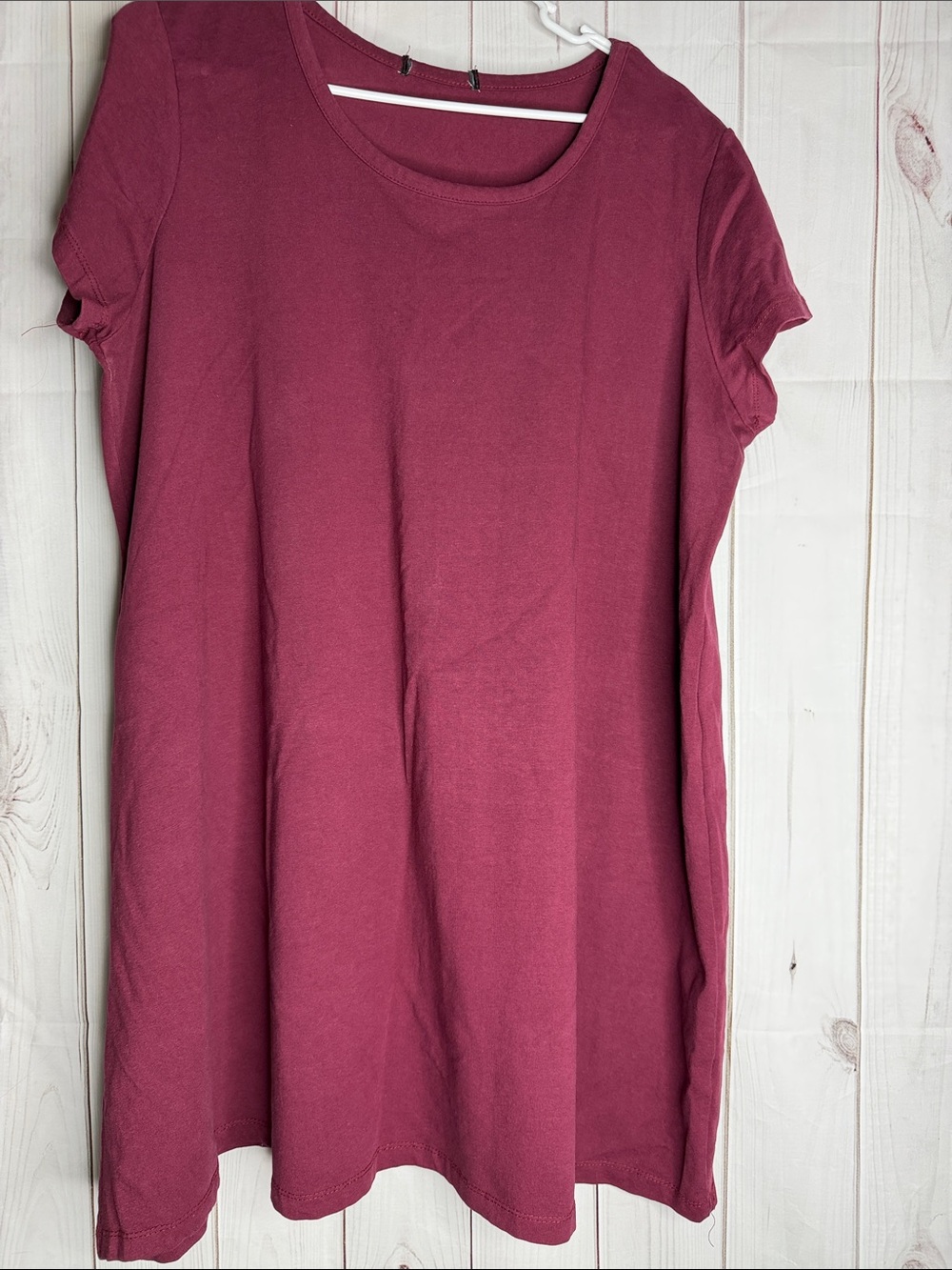 Women’s Short Sleeve Scoop Neck stretchy short dress- Raspberry 18/20 -1172